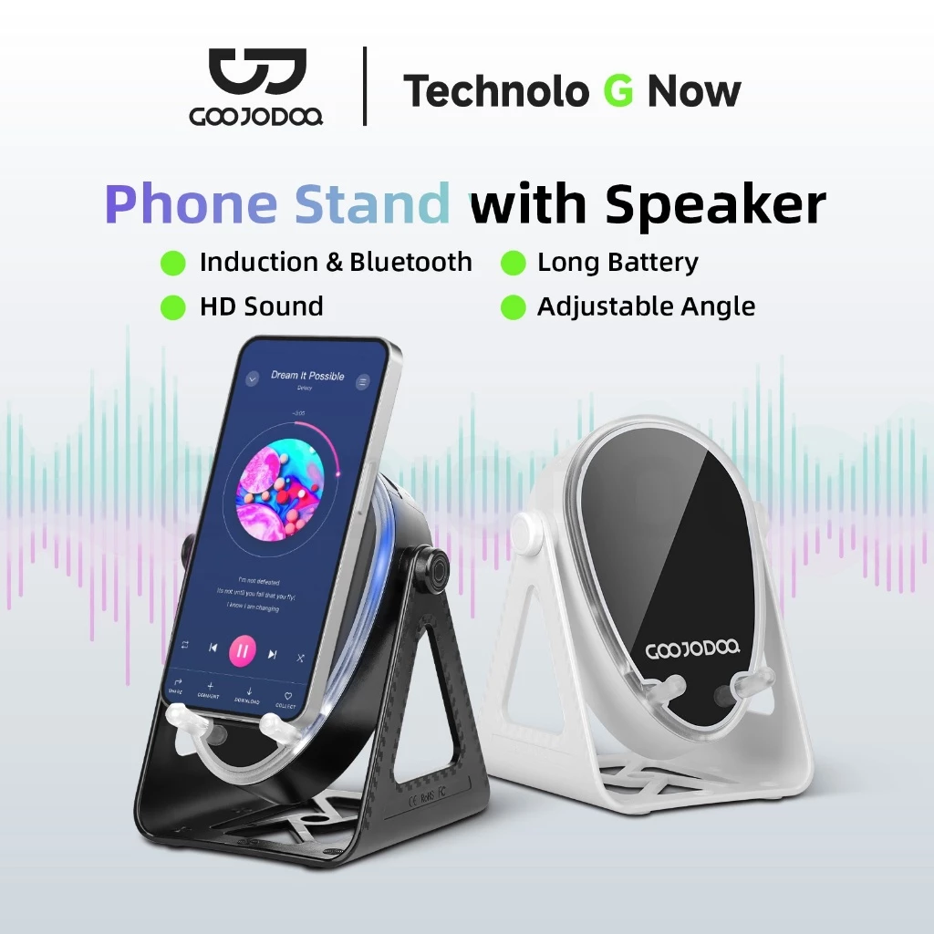 GOOJODOQ ลำโพง ขาตั้งโทรศัพท์ Rgb ลำโพงบลูทูธ Bluetooth 5.3 ลำโพง 2.5 วัตต์ เวลาเล่น 5 ชั่วโมง