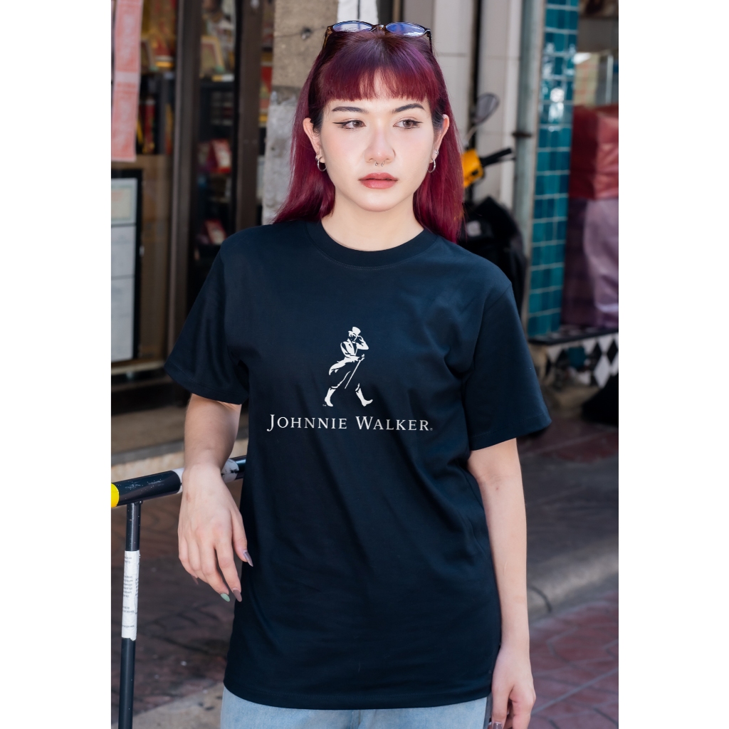 เสื้อยืดสกรีนลาย " JOHNNIE WALKER " เสื้อยืดผ้า COTTON 100% เสื้อยืดคอตตอน 100% เสื้อยืดผ้าฝ้าย 100%