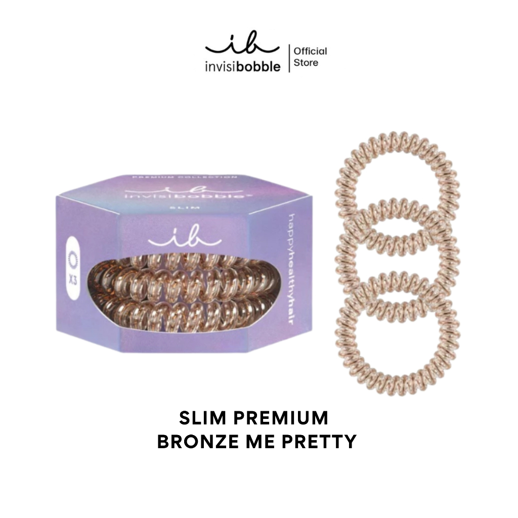 invisibobble ยางรัดผม รุ่น Slim สี Bronze Me Pretty – Premium Box  (1 กล่องบรรจุ 3 ชิ้น)