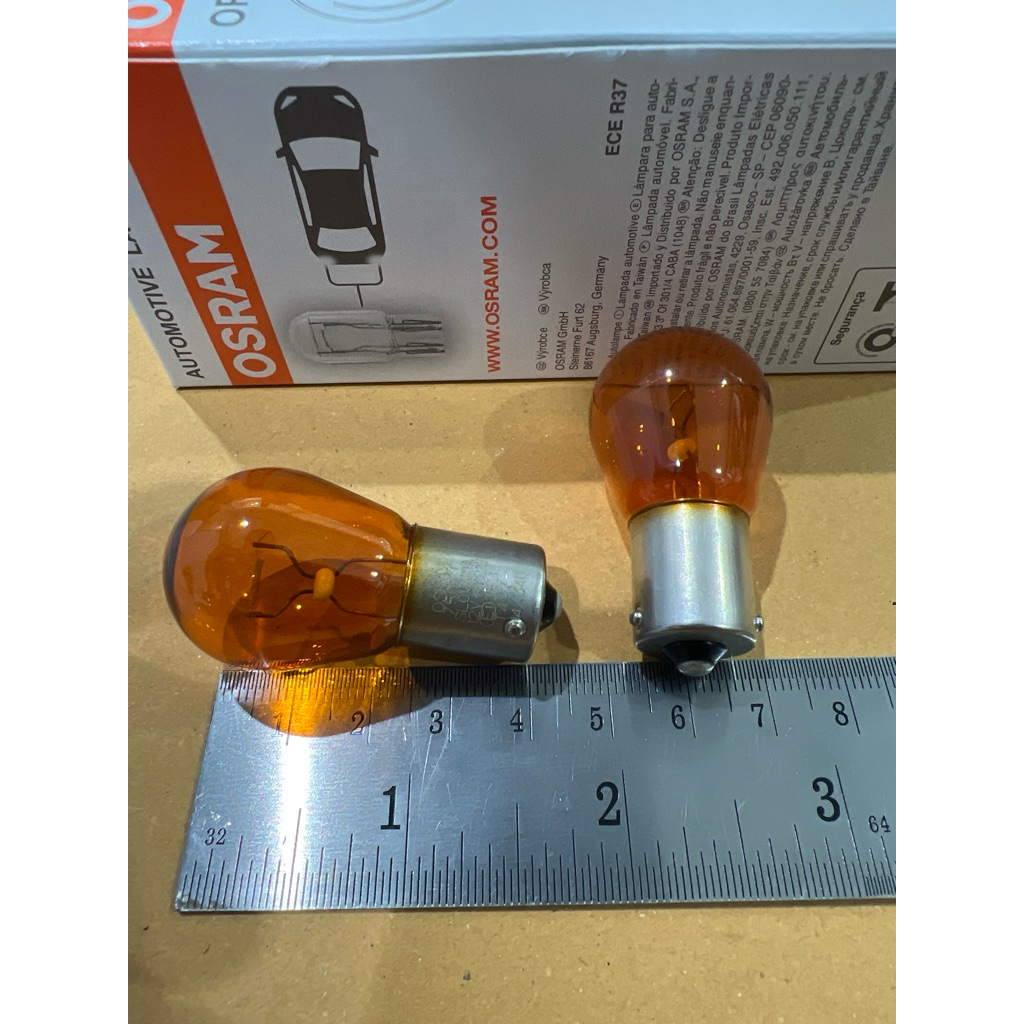 หลอดไฟเลี้ยว OSRAM 7507 PY21W 12V 21W เขี้ยวเยื้อง หลอดส้ม 1 ไส้