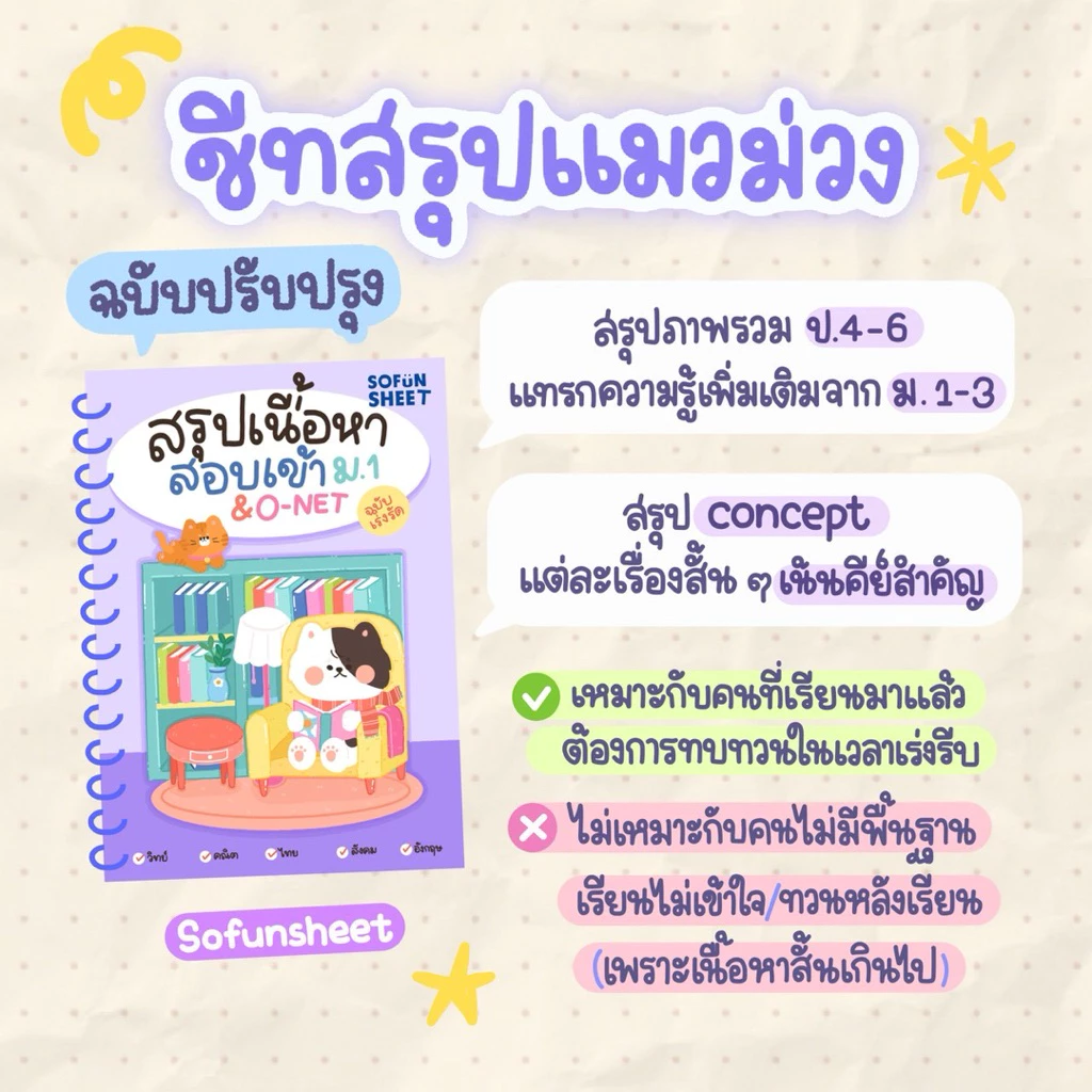 ชีทสรุปสอบเข้าม.1 แถมข้อสสอบฟรี!!(5วิชาใน1เล่ม) ขนาดA5"สอบเข้าม.1เเละO-NET" Byพี่จุฬา 📌ดูเนื้อหา&ลองอ่านก่อนสั่ง✨ thumbnail 6