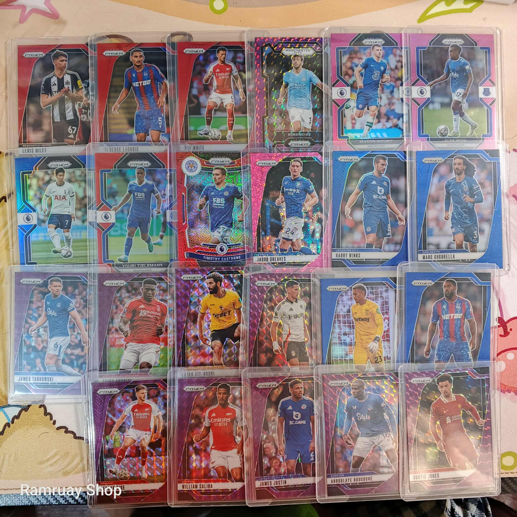 Panini การ์ดนักบอล Prizm Premier League Manu Liverpool รวมการ์ดรัน ใบรัน Number Parallel ของแท้ 100% พร้อมเคสแข็ง