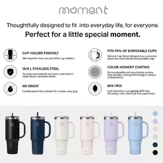 แก้วน้ำ กระบอกน้ำเก็บอุณหภูมิ 1200ml (1.2L) สแตนเลส มีหูจับข้าง ใบใหญ่จุใจ เก็บเย็น/ร้อน รุ่น Happy Sippy Moment
