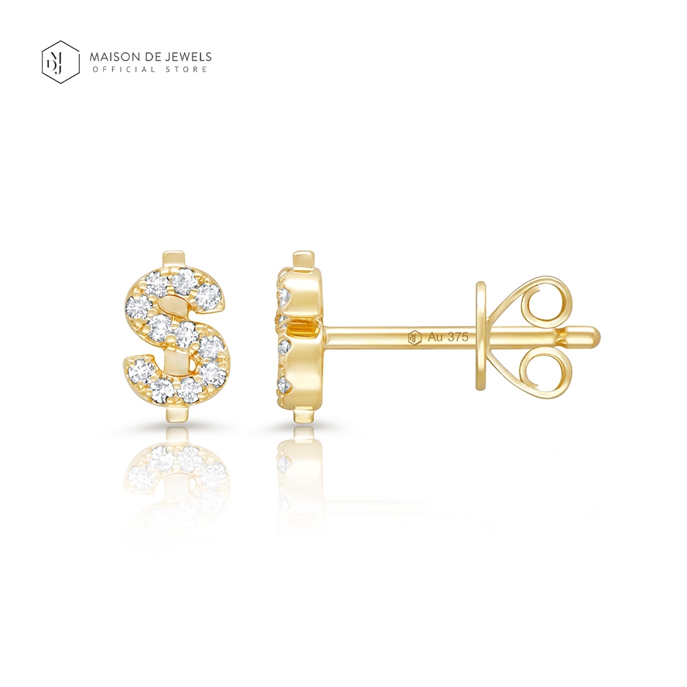 Maison de Jewels - Oro DOLLAR Stud (ต่างหูข้างเดียว) ต่างหูทอง ทองแท้ 9K เพชรแท้ พลอยธรรมชาติ ต่างหูใส่ทุกวัน