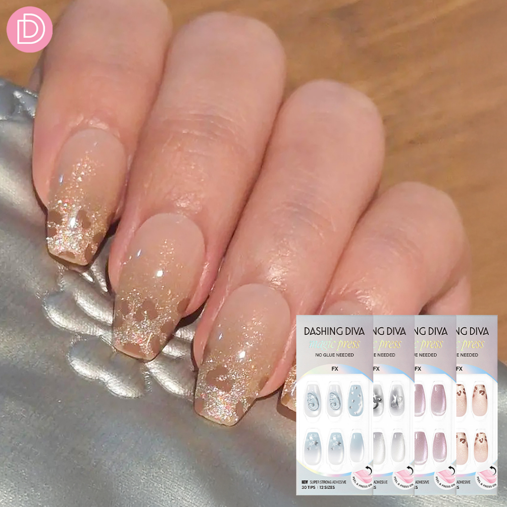 Dashing Diva เล็บปลอม เล็บลูกแก้ว ทรงรองเท้าบัลเล่ต์ รุ่น MDF5F015CG-MDF5F018CG จำนวน 1 กล่องมี 30 เล็บ