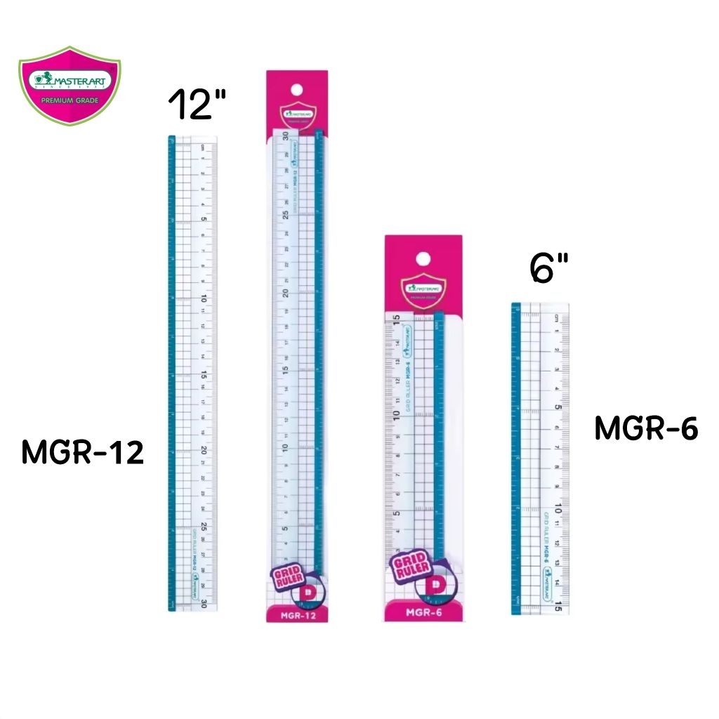 Master Art ไม้บรรทัดตารางกริด รุ่น "Grid Ruler" MGR-6 ขนาด 6 นิ้ว, MGR-12 ขนาด 12 นิ้ว (ราคาต่อ 1 อัน)