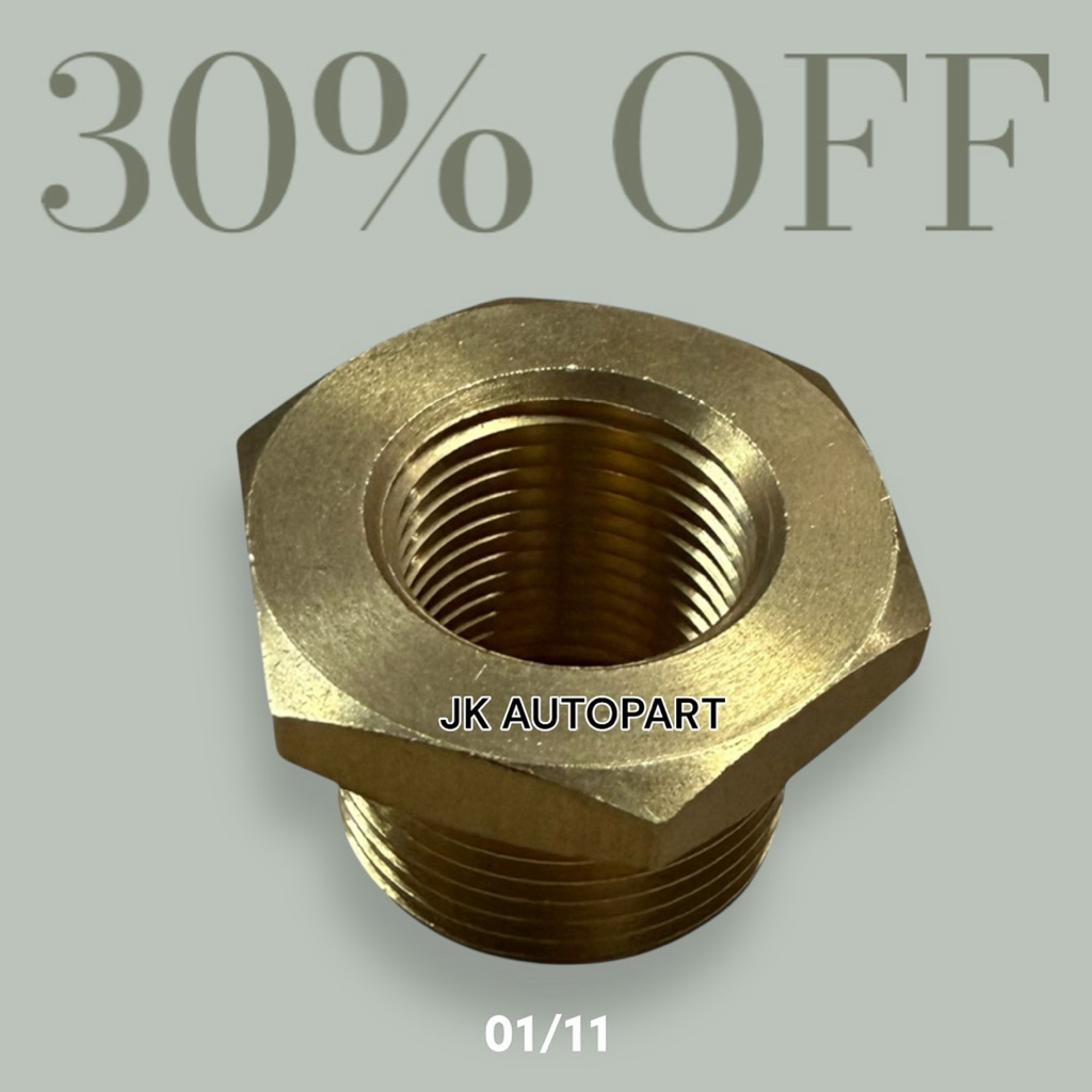 #3220-M22-M16 ข้อลดนอกใน ทองเหลือง เกลียวนอก M22(1.5) เกลียวใน 3/8 หุน ข้อต่อเกลียวนอกใน/DGHP