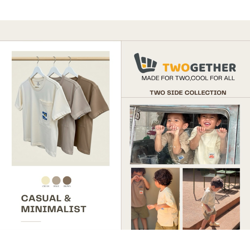 เสื้อยืดเด็ก Oversize รุ่น Two Side Collection ผ้า Cotton 100% (Cream - Brain Left)
