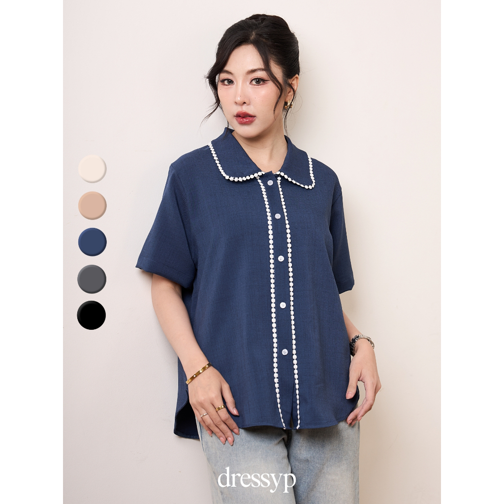 dressyp - Flora Lace Blouse เสื้อคอปก ดีเทล ปกใหญ่ แต่งขอบลูกไม้ ผ้านุ่มสบาย แมทช์ได้ง่าย DP353