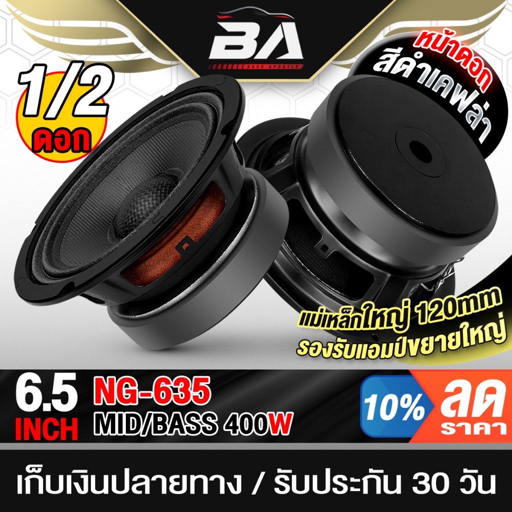 BA SOUND ดอกลำโพง 6.5 นิ้ว 400วัตต์ NG-635 หน้าเคฟล่าสีดำ 6.5นิ้ว ดอกลำโพง 6.5นิ้ว ลำโพงDIY ใช้ในรถย