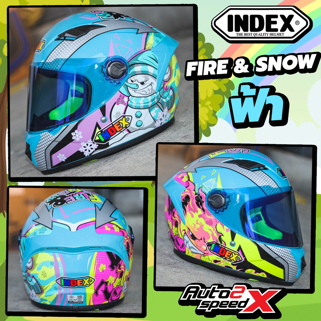 [ใช้โค้ดคุ้มลด 20%] หมวกกันน็อคเด็ก INDEX ZYRA JR เต็มใบ สำหรับเด็ก ผู้หญิง ศีรษะเล็ก น้ำหนักเบา 50-53 ซม.