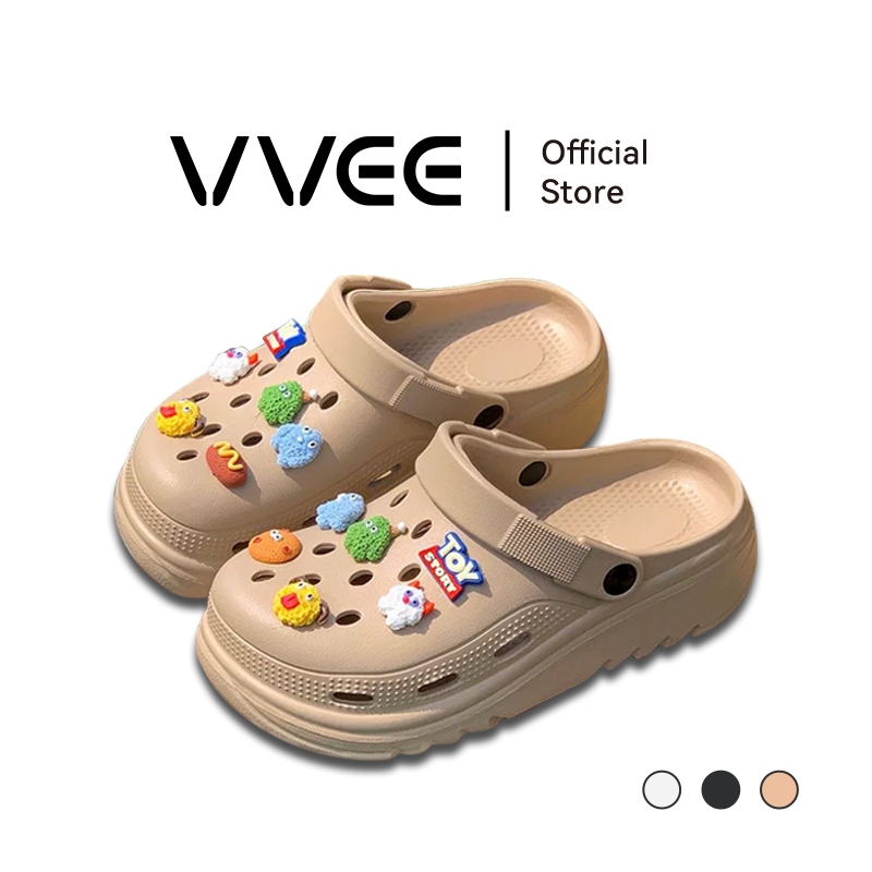 VVEE รองเท้าหัวโตผู้หญิง รองเท้าผู้หญิง แบบรัดส้น วัสดุ EVA พื้นหนานุ่ม รองเท้า VVEE กันลื่นและทนทาน