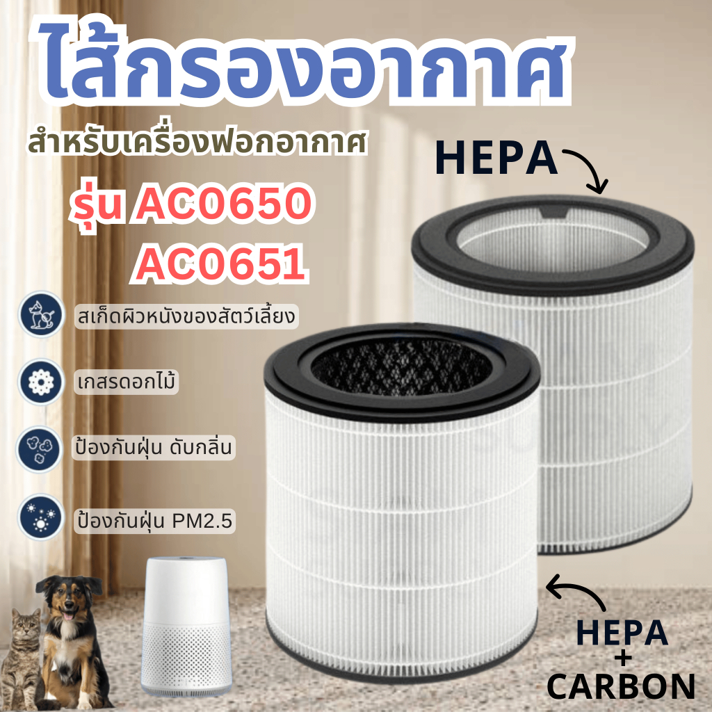 ไส้กรอง สำหรับ Philips AC0650, AC0651 / FY0611, FY0630 สินค้าOEM (H13)