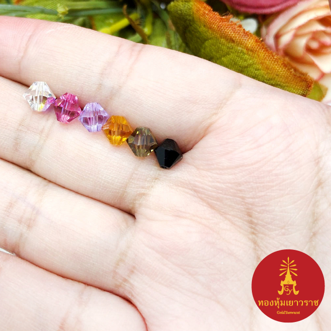 คริสตัลสวารอฟสกี้ 6 มิลเหลี่ยม (5301)  แพ็คละ 10 ชิ้น คริสตัลแท้ ใช้ในงานฝีมือ ร้อยสร้อย ข้อมือ พร้อมส่ง