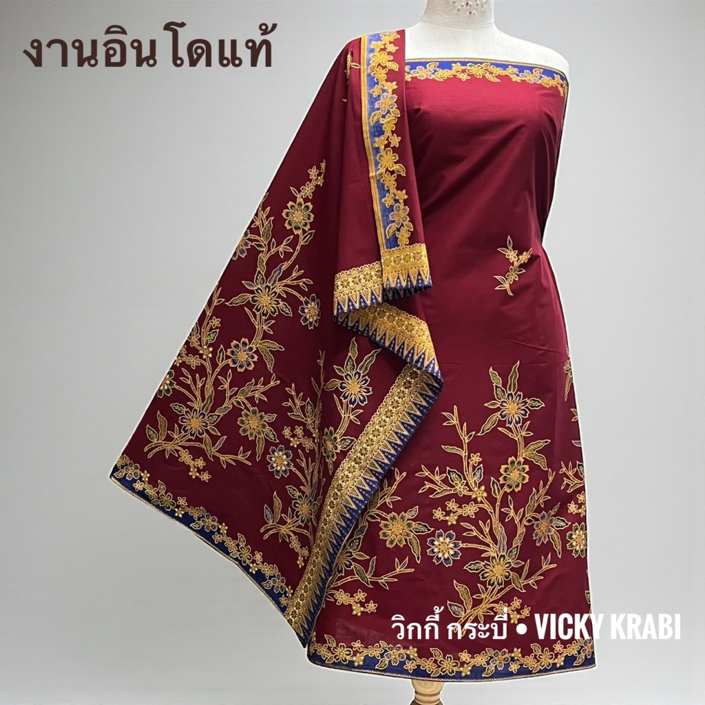 ผ้าปาเต๊ะอินโดแท้ ลายดอกไม้ งานพิมพ์คมชัด ผ้า Cotton พรีเมียม 220×115