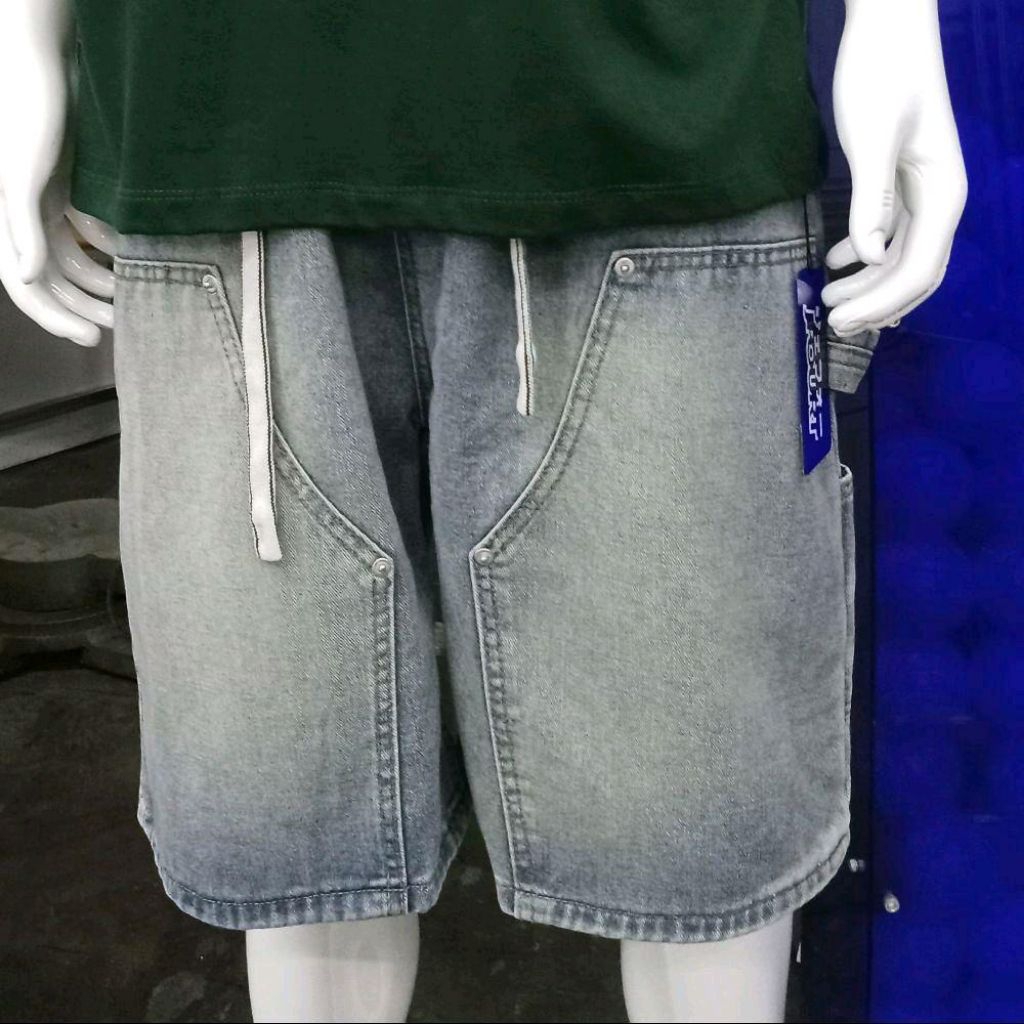 JFOURT กางเกงยีนส์ขาสั้นคาร์โก้ มีสายปรับเอว