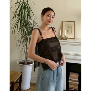 BY IRA Ashton top เสื้อสายเดี่ยวผ้าลูกไม้ แหวกข้าง ดีเทลมัดโบว์ที่ไหล่ สุดคิ้ววว