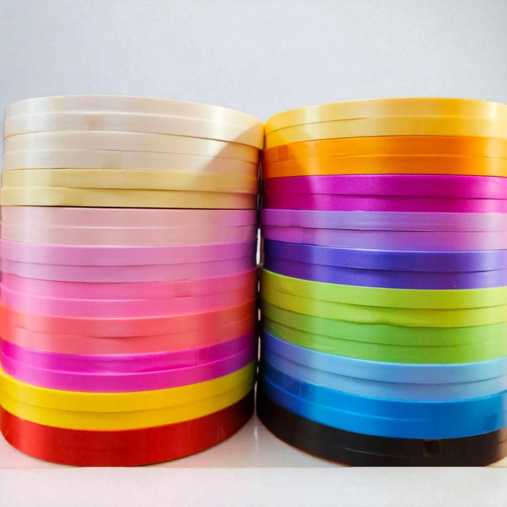 ริบบิ้นเนื้อทราย ตรามงกุฎเนื้อธรรมดา เนื้อแข็ง ม้วนใหญ่ 300 หลา ขนาด 12 mm. สำหรับพับเหรียญโปรยทาน