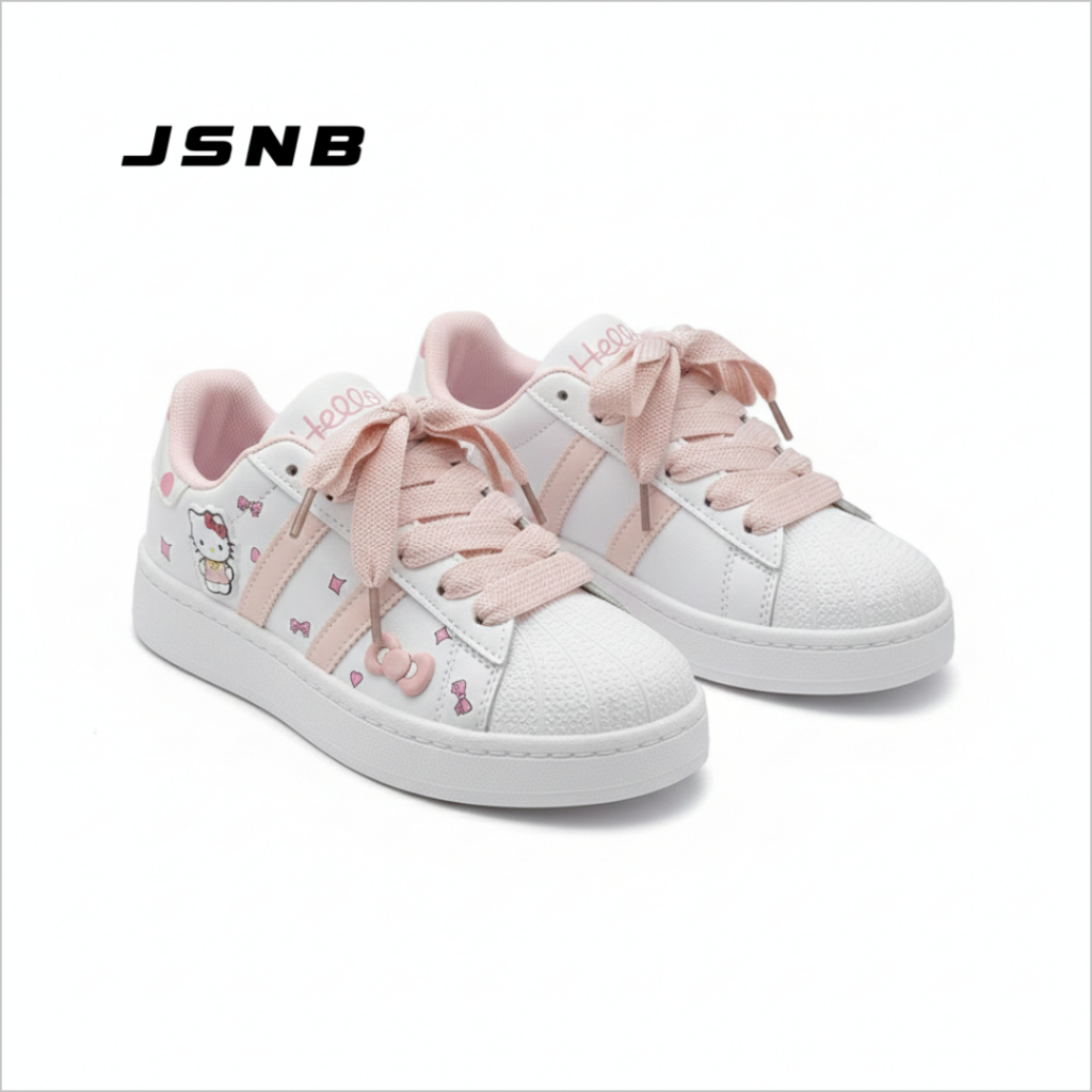JSNB รองเท้าลำลองแฟชั่นลายแมว รองเท้าผ้าใบผู้หญิง สไตล์เกาหลี รองเท้าผ้าใบพื้นหนา สวมใส่สบาย size36-40 [LNBY269]