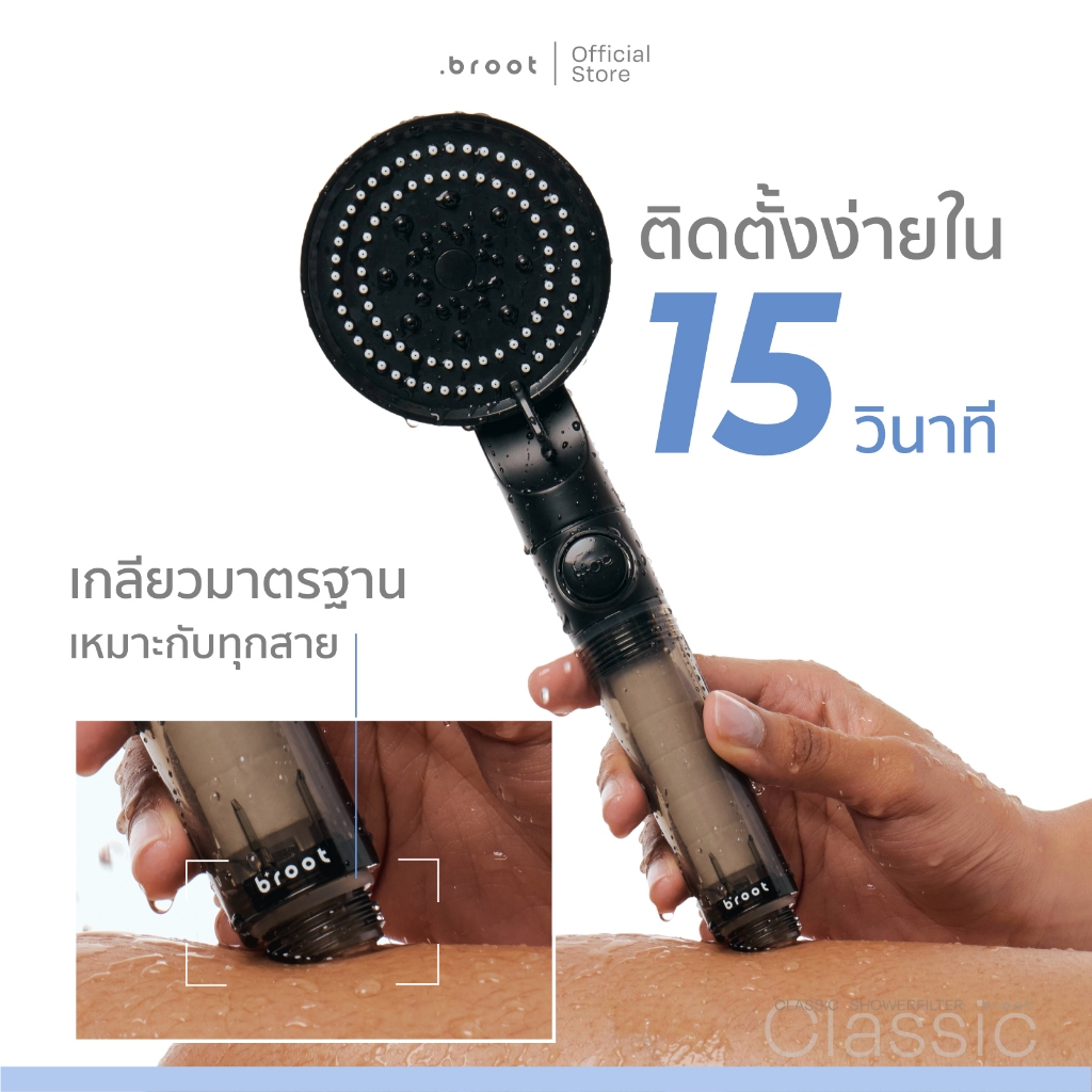 Classic Shower Filter ฝักบัวกรองน้ำ + รับฟรี Cotton Micro Filter ไส้กรองฝักบัว 5 ชิ้น - 1