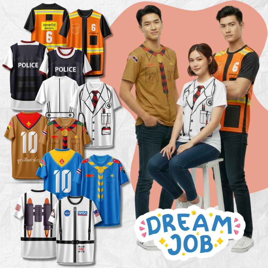 เสื้อคอกลม ลาย อาชีพในฝัน Dream Job