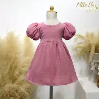 ⭐️Littlestar👧🏻 เดรสเด็ก เดรสคริสต์มาส มินิเดรสแขนตุ๊กตาผ้าด็อท GNP0662