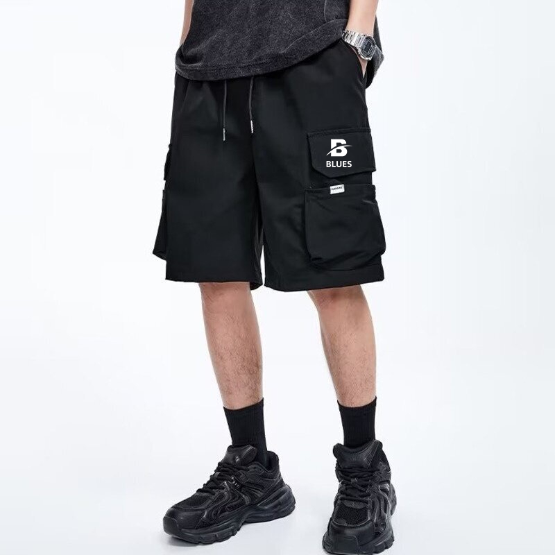 B BLUES กางเกงขาสั้นลำลองผู้ชายไซส์ L-5XLเอวยางยืดกระเป๋าข้างผ้าดีคุณภาพดีและราคาถูก แฟชั่นชาย สีไม่ตก - รูปที่ 4
