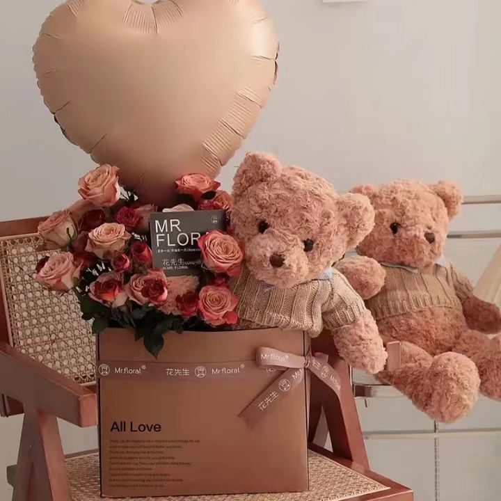 เเบบใหม่ กล่องจัดดอกไม้ กระดาษคราฟท์ มีคำAll Love กล่องเปล่า+เเถมการ์ดอวยพร - รูปที่ 5