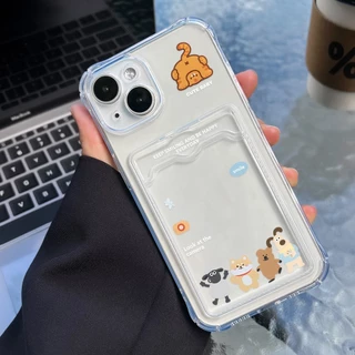 Clear ซองใส่การ์ด case for iPhone 17 16 11 13 15 12 14 Pro Max X XS Max XR XS Max 14 Plus เคสโทรศัพท์ซิลิโคน TPU โปร่งใส