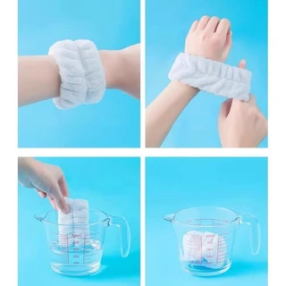 G212 สายรัดข้อมือ ผ้าไมโครไฟเบอร์ ดูดซับน้ําได้ถึง2ชิ้น สำหรับล้างหน้า กันหยด