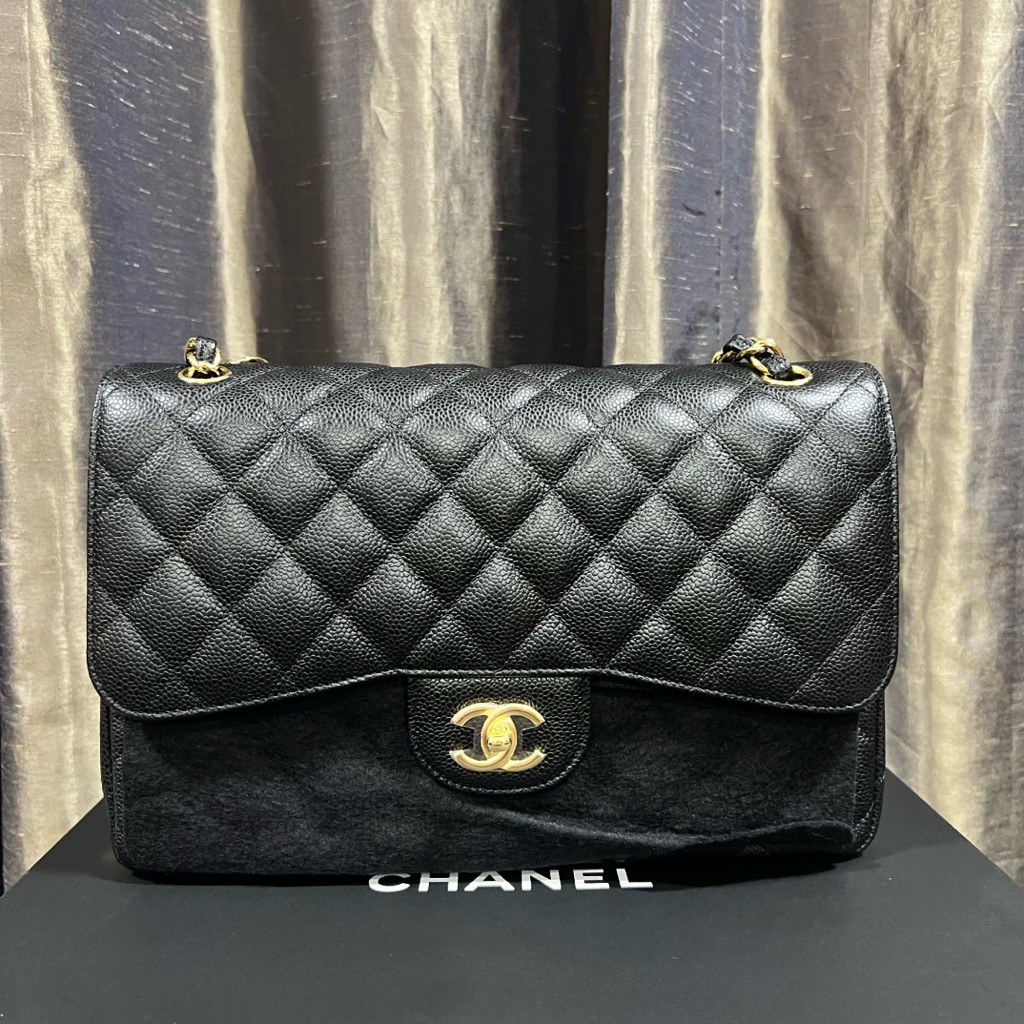 Chanel Classic 12” GHW Caviar Black Holo 27แท้💯%