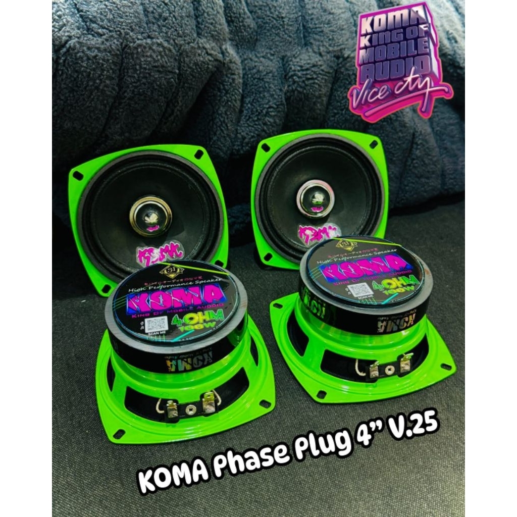 ลำโพงkoma เฟสปลั๊ก 4นิ้ว4โอมวอย25มิล100W *ขอบแข็ง* เสียงกลางคมชัด แนวมิดโล 1คู่
