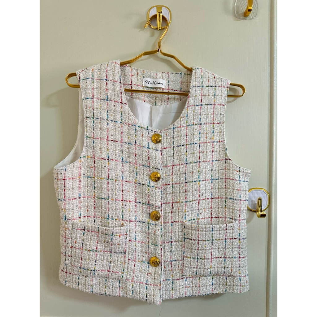 🧵 เสื้อกั๊กผ้าทวีด YuXuan สไตล์คุณหนู ✨ไซส์SM