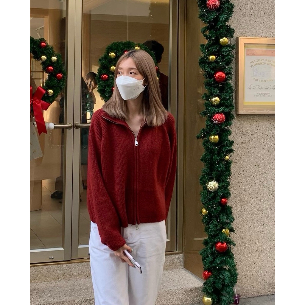 rollriroo คาร์ดิแกนมีซิปรูด รุ่น soup zip cardigan