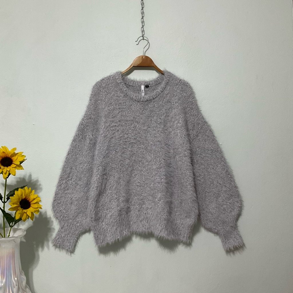SW89 เสื้อไหมพรมถักขนมิ้ง Vanilla studio สีเทาไซส์ 4L อกผ้า48“ยาว26”ผ้าหนานุ่มนิ่ม