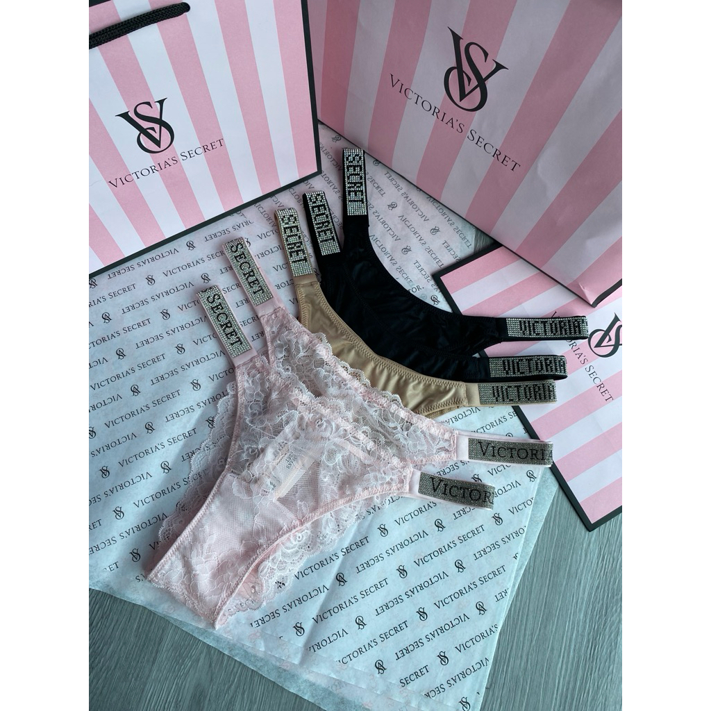 Victoria's secret มือ1 ป้ายไทย shopไทย มีถุงให้ กางเกงในขอบเพชร หายาก size S M