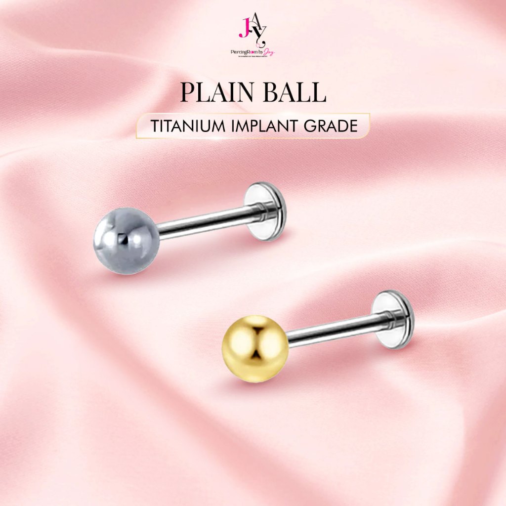 Piercingroom by Jay จิว/ต่างหูแป้นแบน สำหรับผิวแพ้ง่าย Plain Ball Titanium เกรดการแพทย์ (ราคาต่อชิ้น)