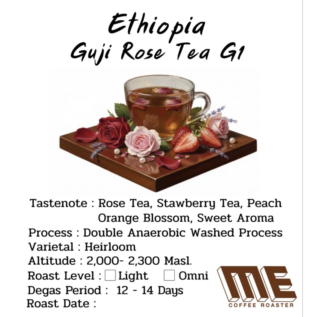 เมล็ดกาแฟ Ethiopia Guji Rose Tea G1 หอมโทนชากุหลาบ 🌹🌹