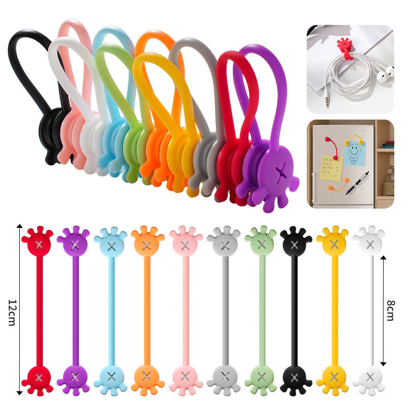 สายรัดซิลิโคนอุปกรณ์จัดเก็บสายเคเบิ้ลหูฟังPalm MagneticCable Organizerซิลิโคนสายผูกหูฟังสายเคเบิลข้อมูลที่เก็บหัวเข็มขัด