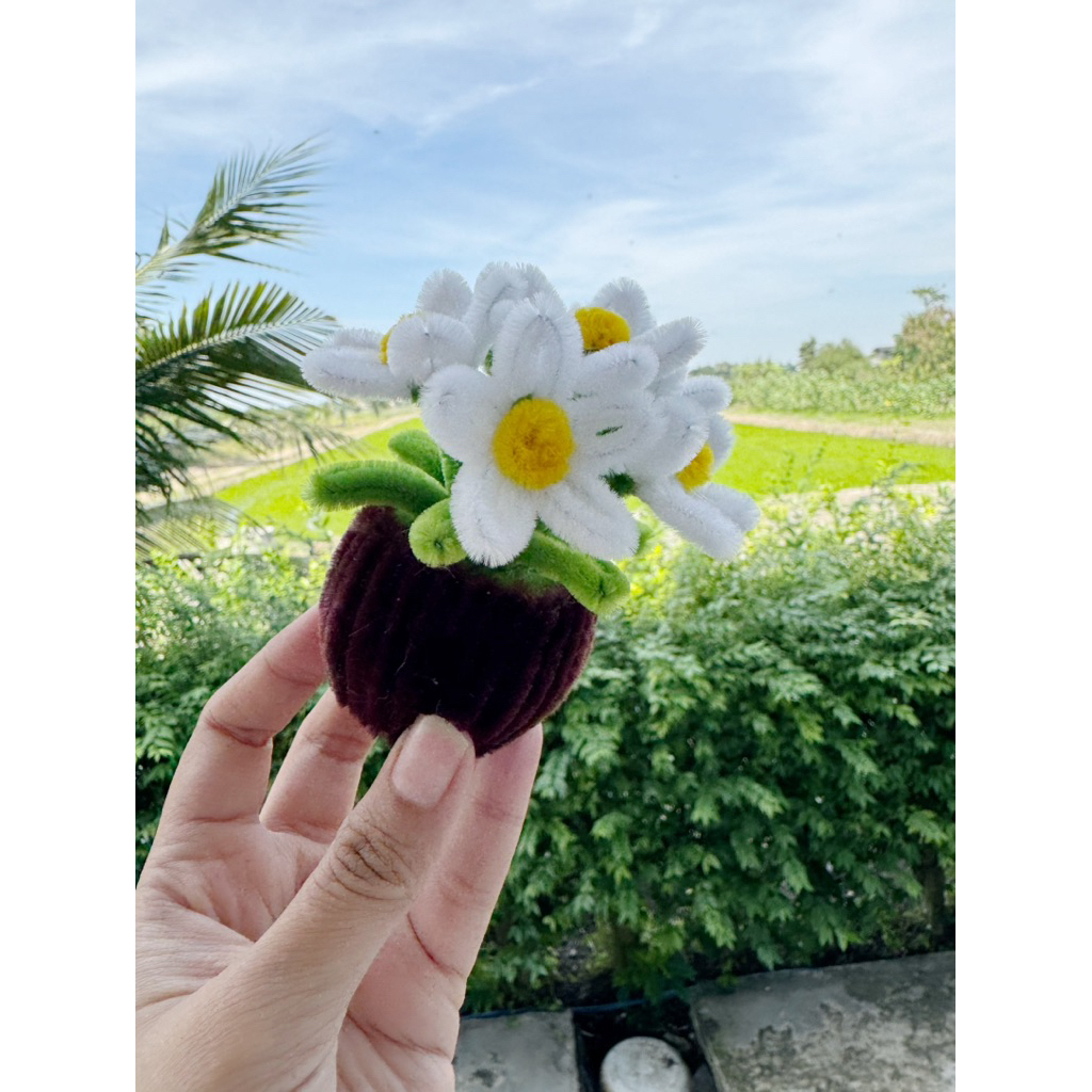 กระถางดอกไม้ 6 ดอก - ดอกไม้ลวดกำมะหยี่ - รูปที่ 2