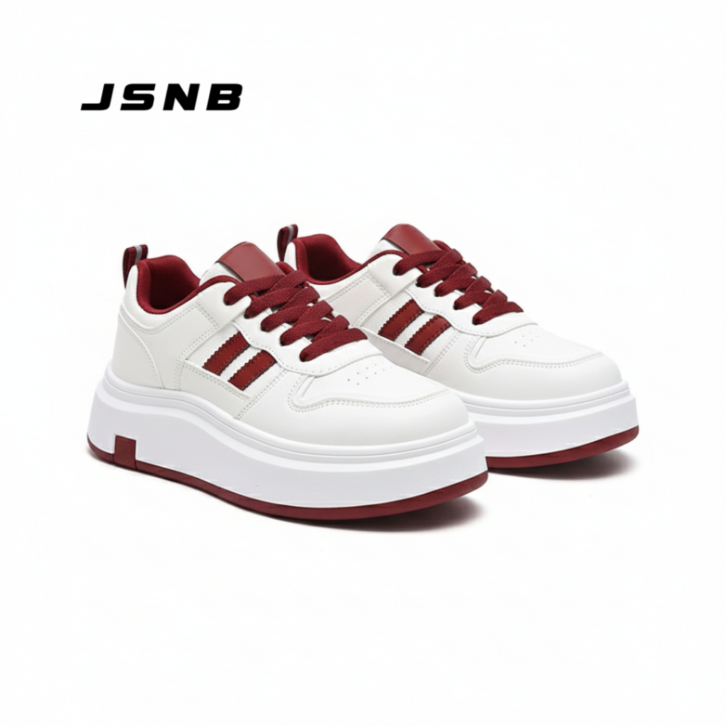 JSNB ส่งฟรี รองเท้าผ้าใบแฟชั่นสไตล์เกาหลี พร้อมส่ง รองเท้าลำลองน่ารัก เสริมส้น พื้นนุ่มสบาย ระบายอาก