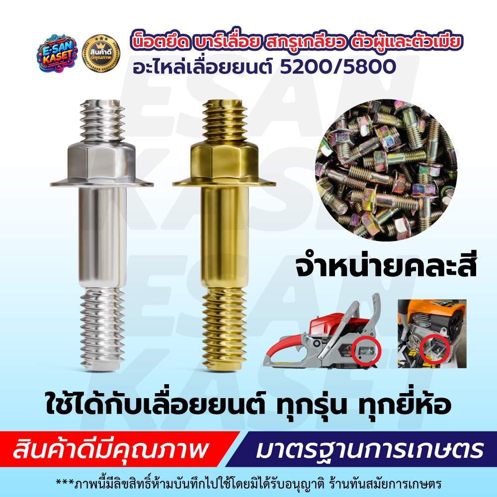 น็อตยึด บาร์เลื่อย สกรูเกลียว ตัวผู้+ตัวเมีย  อะไหล่เลื่อยยนต์ ยึดบาร์โซ่ แพ็ค 1ชิ้น 2 ชิ้น พร้อมส่ง