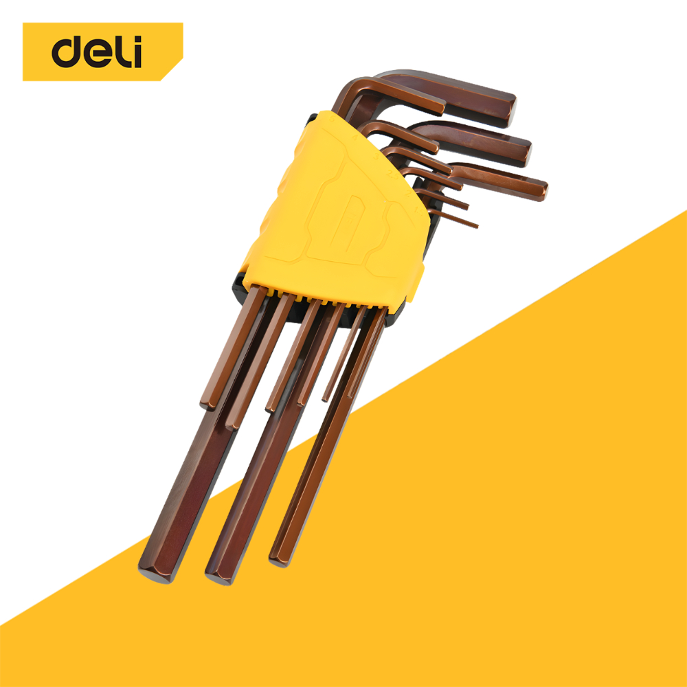 Deli ชุดประแจหกเหลี่ยม ประแจหกเหลี่ยม เหล็กCr-V ประแจแอล 9ตัว/ชุด ทนทาน ประแจหกเหลี่ยม Hex Keys