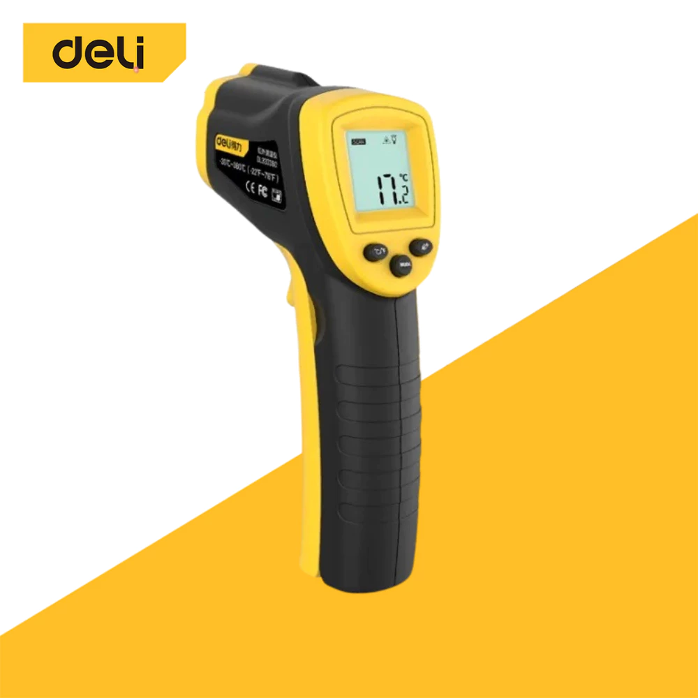 Deli เครื่องวัดอุณหภูมิอินฟราเรด ปืนวัดอุณหภูมิ เลเซอวัดอุณหภูมิ อินฟราเรด Infrared Thermometer