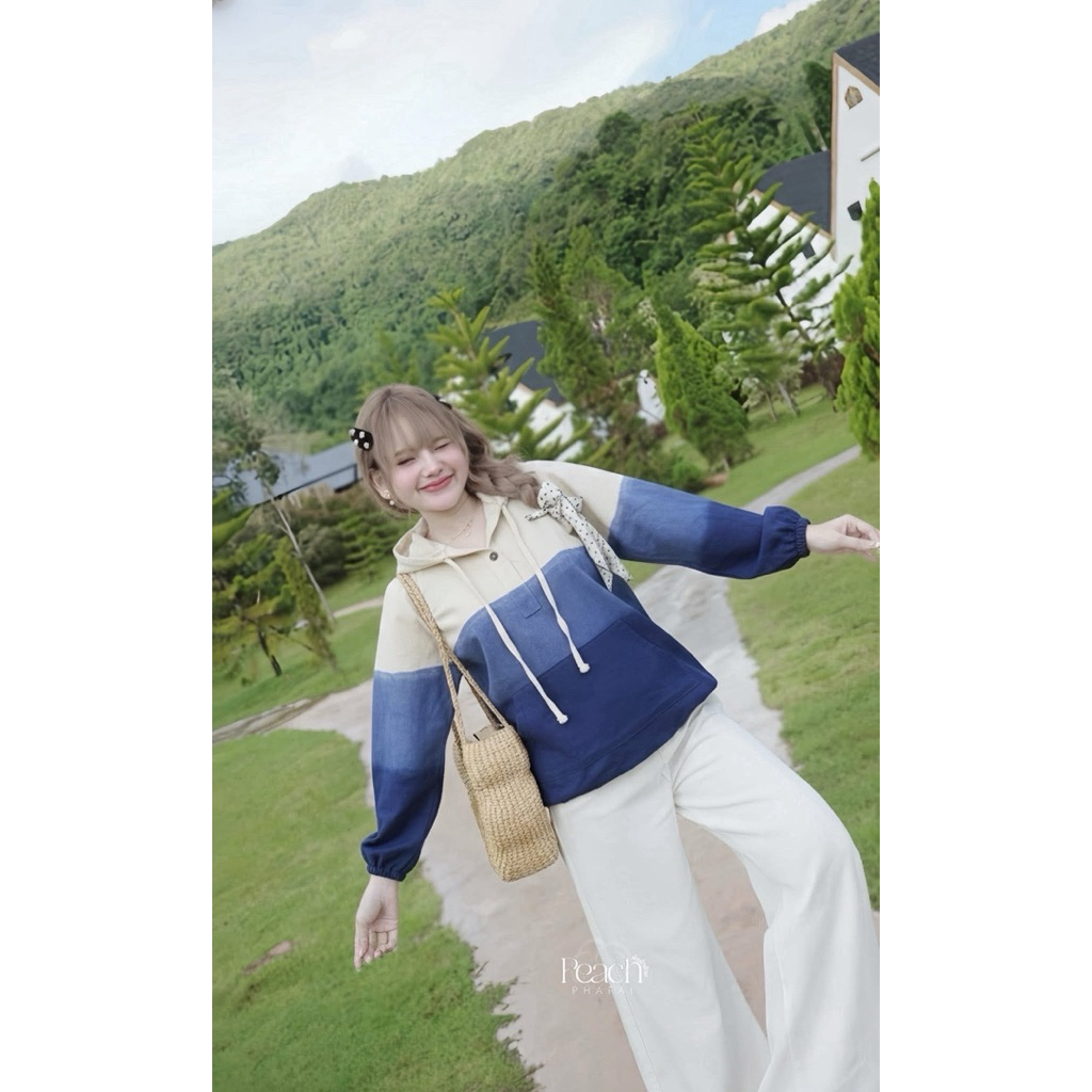 เสื้อคลุมฮู้ดแบบสวมเนื้อผ้าฝ้าย