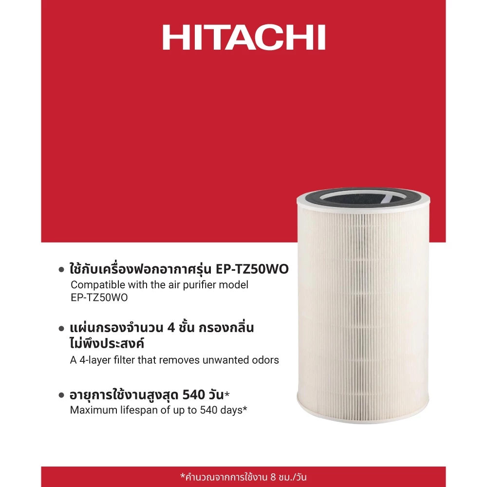Hitachi ฮิตาชิ อะไหล่แผ่นกรองเครื่องฟอกอากาศรุ่น EP-TZ50WO