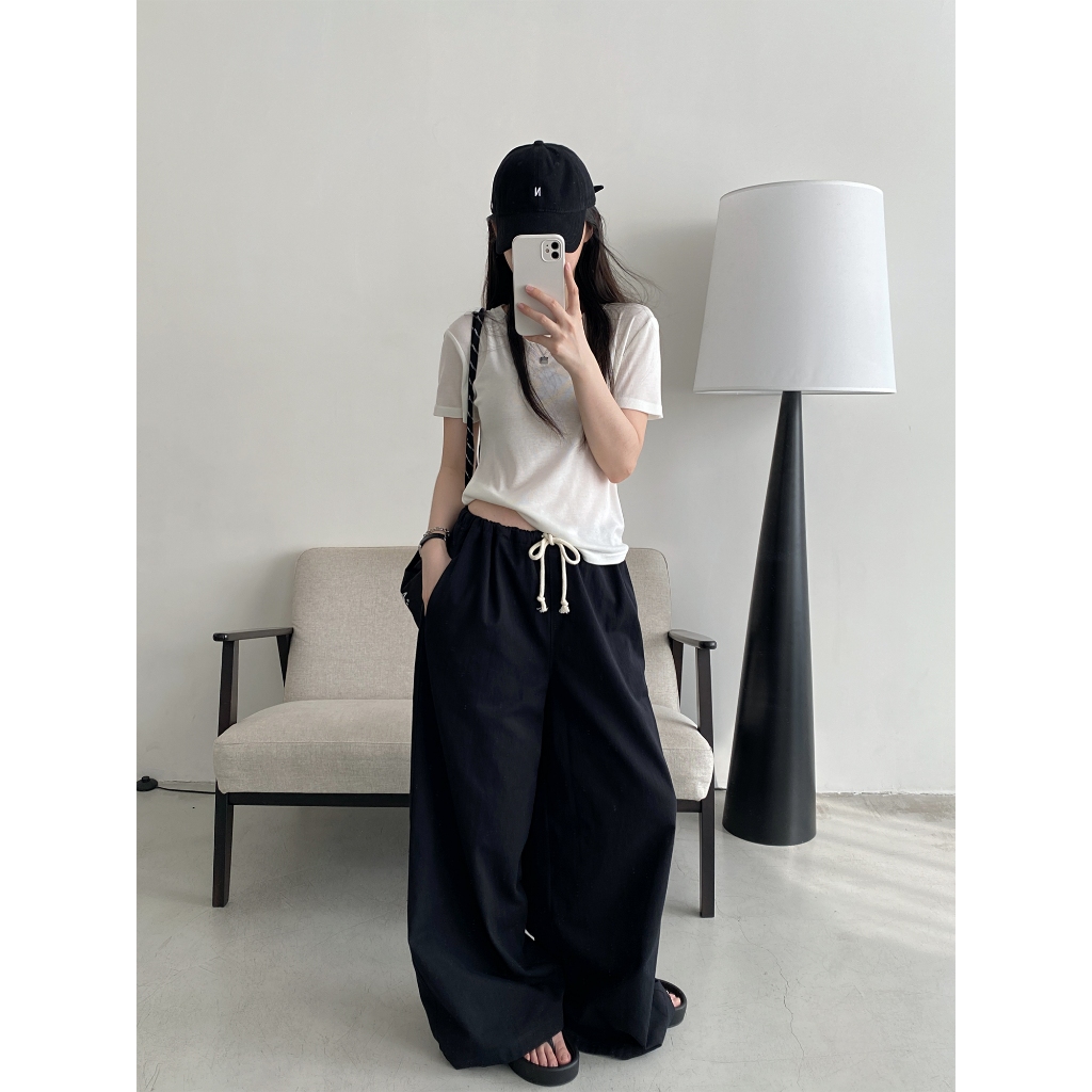 กางเกงขายาว กางเกงเอวต่ำ ทรงหลวม ใส่สบาย ออกแบบสวย สไตล์ลำลอง #010296 - รูปที่ 4