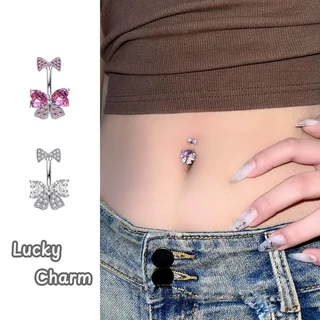 LuckyCharm🌀🌀เล็บสะดือ จิวเจาะสะดือ 1 ชิ้น ins ประดับเพทาย y2k คริสตัล ผีเสื้อ เพทาย หลากสี Gothic สไตล์เกาหลี COD