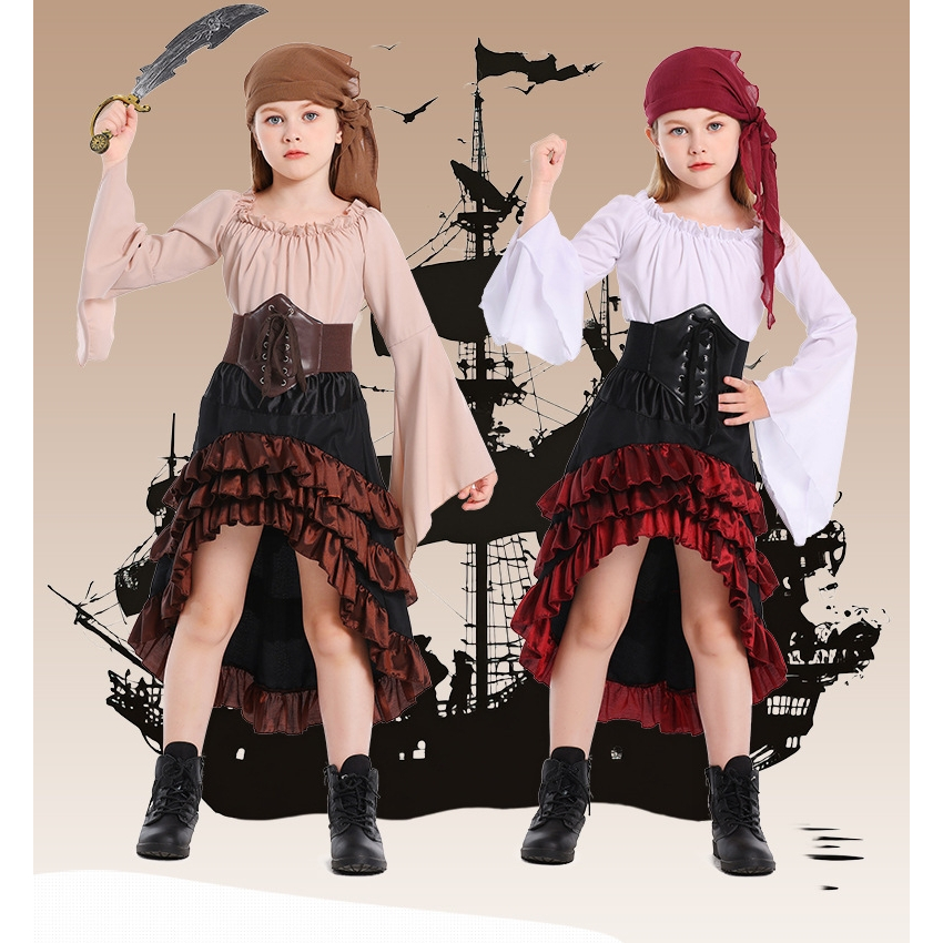7C169 ชุดเด็ก โจรสลัดหญิง กะลาสี ชุดเต้นระบำ ฟลาเมงโก้ Pirate Sailor Flamenco Dance Costume