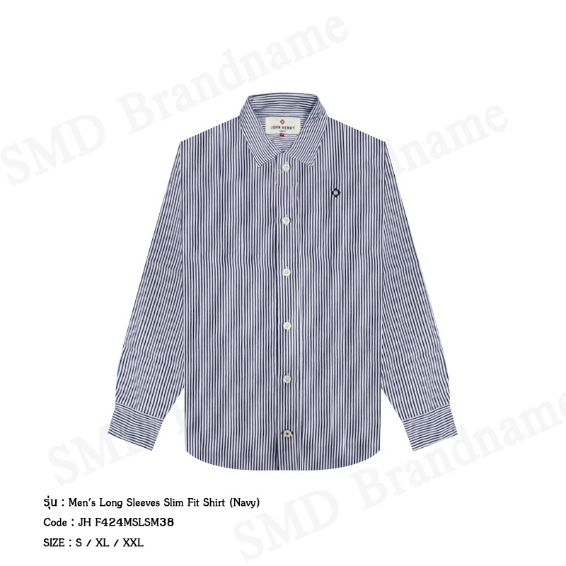 John Henry เสื้อเชิ้ตแขนยาวผู้ชาย รุ่น Men's Long Sleeves Slim Fit Shirt (Navy) Code: JH F424MSLSM38